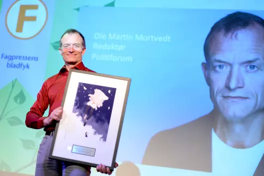 Politiforums redaktør Ole Martin Mortvedt fikk prisen «Årets bladfyk» på Fagpresseprisene i fjor.