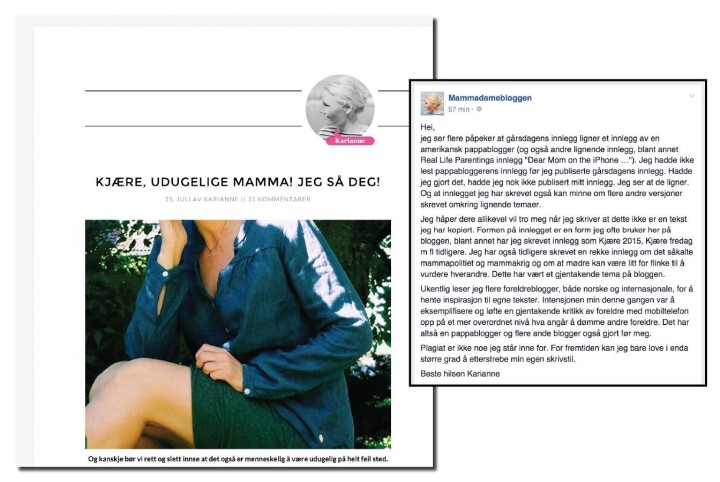 Kjent «mammablogger» beskyldes for plagiat. - Ikke kopi, svarer blogger og PR-rådgiver Karianne Gamkinn