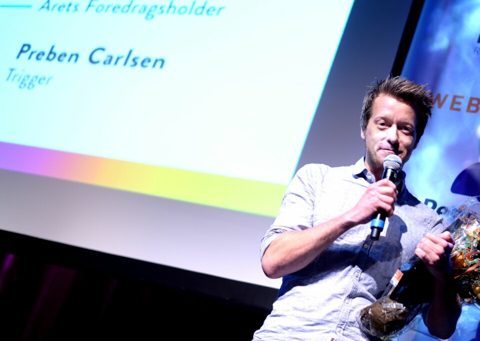 Preben Carlsen, konsernsjef i Trigger. Bildet er fra da ANFO kåret han til Årets foredragsholder i 2015.