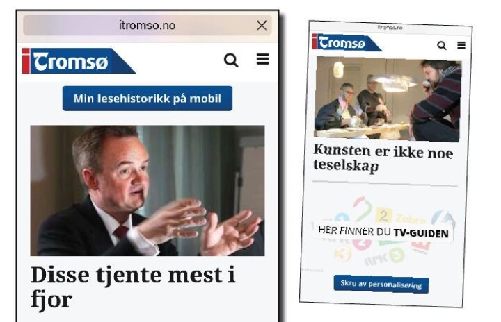 iTromsø tar den helt ut på mobil: Lar algoritmene styre forsida