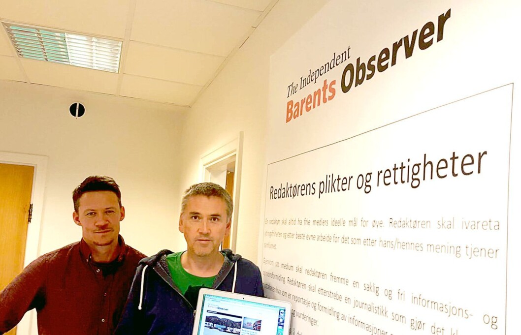 Barents Observer - her ved redaktør Thomas Nilsen (t.h.) og daglig leder Atle Staalesen. Barents Observer - her ved redaktør Thomas Nilsen (t.h.) og daglig leder Atle Staalesen.