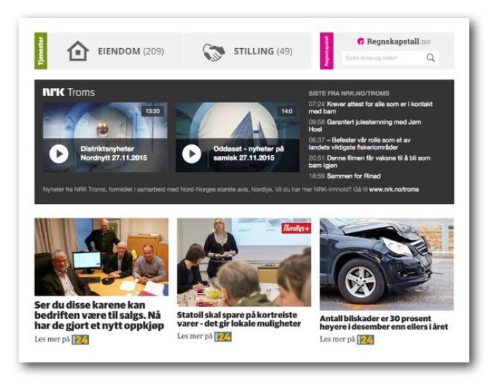 Samarbeider tett i nord: Nordlys gir forsideplass til NRK Troms - med både TV-boks og siste nytt