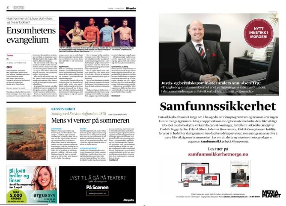 Anders Anundsen frontet reklameinnstikk for sikkerhet. Trodde han stilte opp i et Aftenposten-bilag