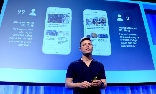 ESPEN EGIL HANSEN, sjefredaktør i Aftenposten, kan juble for solid digital vekst. Her under Nordiske Mediedager våren 2016. ESPEN EGIL HANSEN, sjefredaktør i Aftenposten, kan juble for solid digital vekst. Her under Nordiske Mediedager våren 2016.