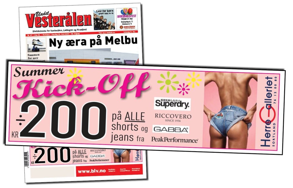 Jeg synes ikke det er greit å bli møtt av en reklame med sidepupp og shorts opp i rumpa på forsiden