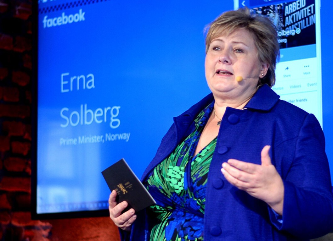 FACEBOOK-VENN: Statsminister Erna Solberg på åpningen av Facebooks norske kontor i 2015. FACEBOOK-VENN: Statsminister Erna Solberg på åpningen av Facebooks norske kontor i 2015.