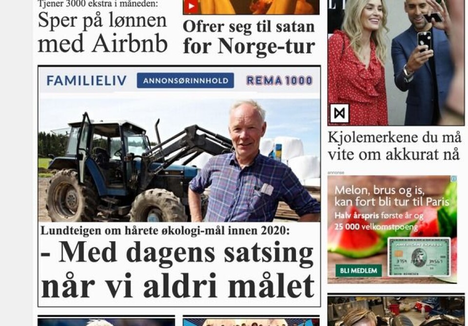 Senterpartiets Per Olaf Lundteigen reklamerte for «erkefienden» Rema 1000 på VGs Familieliv