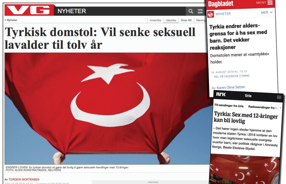 Hvor oppdatert er NRKs utenrikssjef på Tyrkia når han hevder at barnesexoppslag var basert på landets største avis?