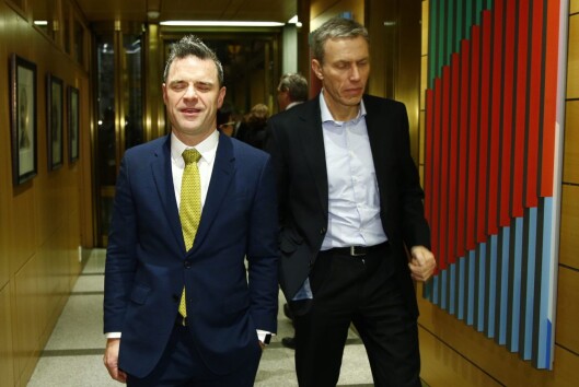 Sjefredaktør Espen Egil Hansen i Aftenposten (t.v.). Her med Schibsteds konsernsjef Rolv Erik Ryssdal. Sjefredaktør Espen Egil Hansen i Aftenposten (t.v.). Her med Schibsteds konsernsjef Rolv Erik Ryssdal.