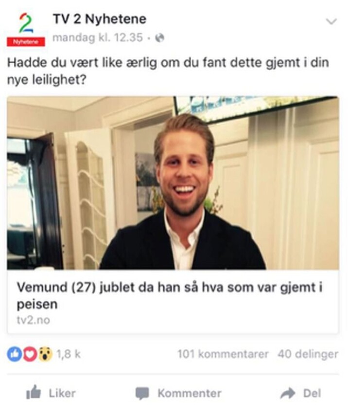 Halvparten av det mediehusa deler på Facebook er på sida av samfunnsoppdraget. Og kvar fjerde deling er ei «klikksak»