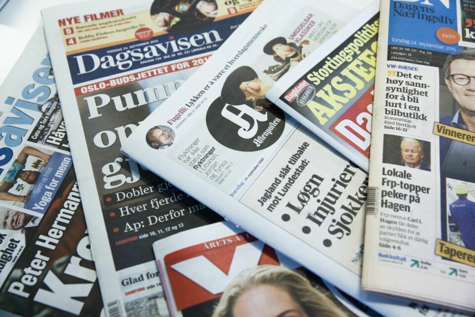 Et utvalg av de største, norske avisene.