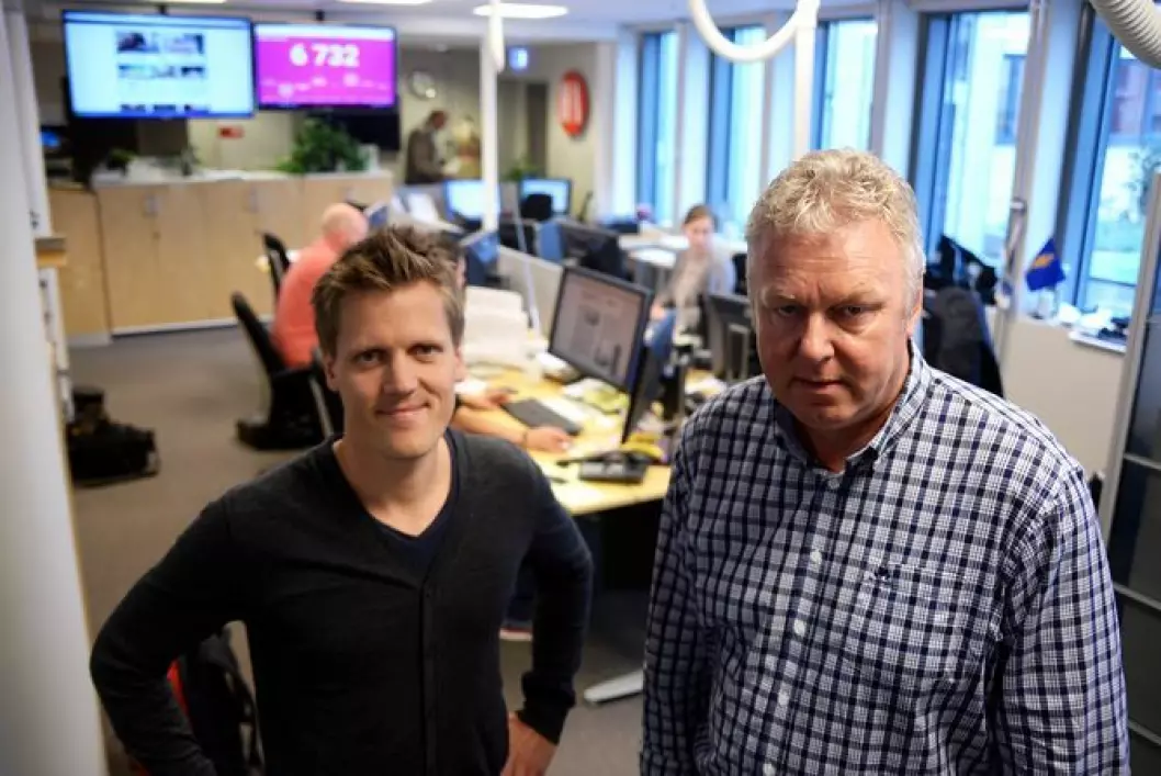 Nyhetsredaktør Morten Ulekleiv og sjefredaktør Hans-Petter Kjøge i Halden Arbeiderblad.