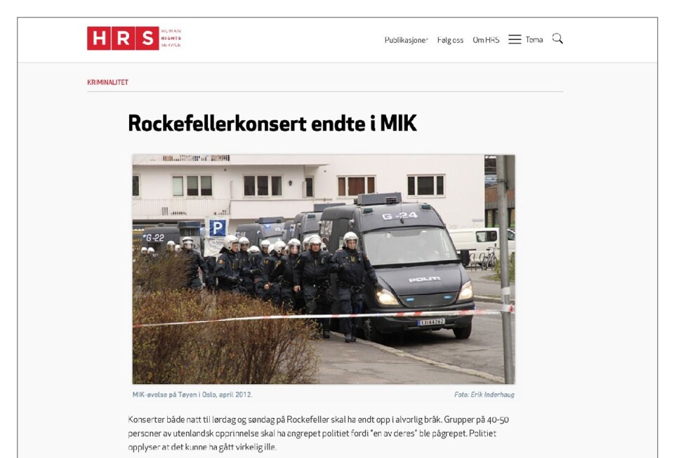 Politiforum anklager rigths.no for tyveri av bilde. Faksimile, svarer HRS. Og skylder på publiseringssystemet