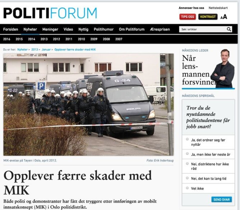 Politiforum anklager rigths.no for tyveri av bilde. Faksimile, svarer HRS. Og skylder på publiseringssystemet