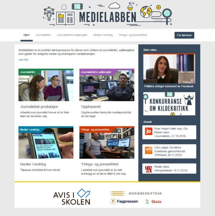 Skal gjøre unge bevisste på pressens rolle: MBL og Fagpressen lanserer Medielabben.no
