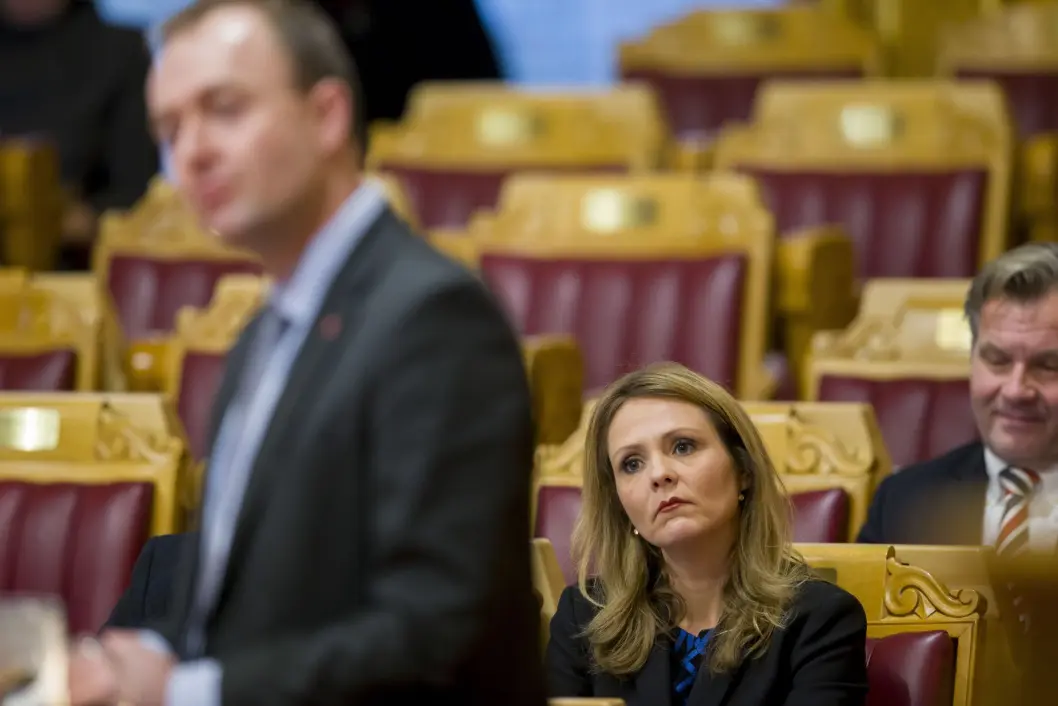 Kulturminister Linda Cathrine Helleland i Stortinget. Kulturminister Linda Cathrine Helleland i Stortinget.