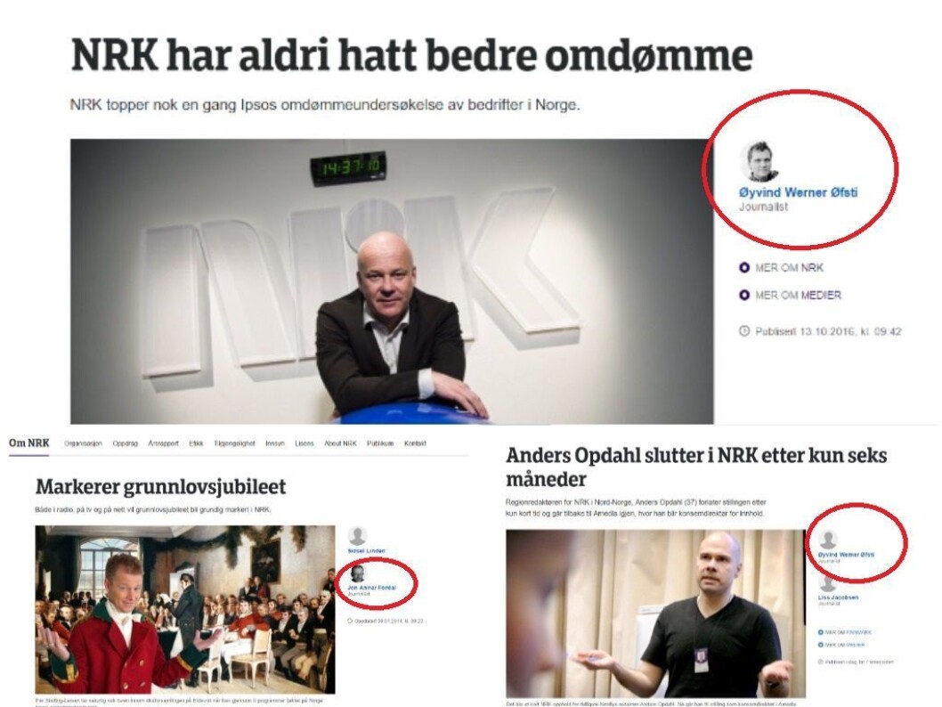 Eksempler på der kommunikasjonsrådgivere bruker tittelen journalist. (Collage). Eksempler på der kommunikasjonsrådgivere bruker tittelen journalist. (Collage).
