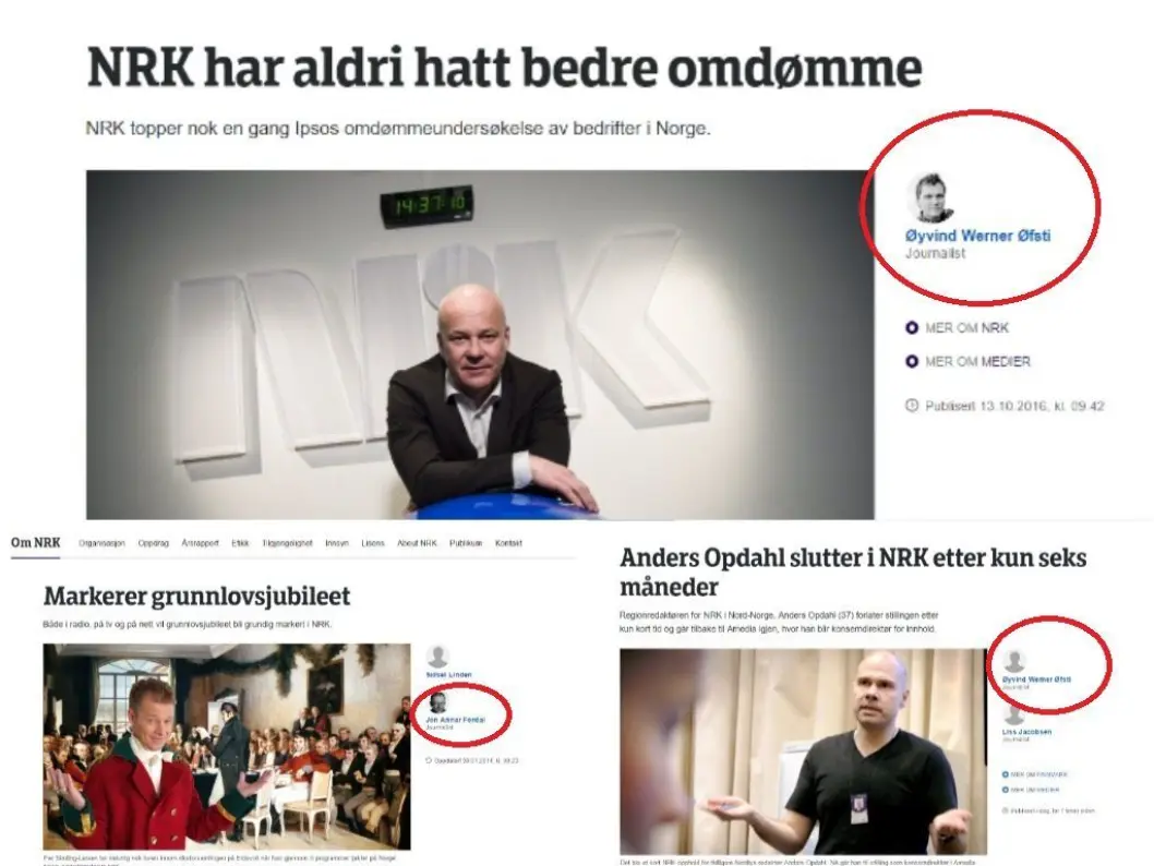 Eksempler på der kommunikasjonsrådgivere bruker tittelen journalist. (Collage). Eksempler på der kommunikasjonsrådgivere bruker tittelen journalist. (Collage).