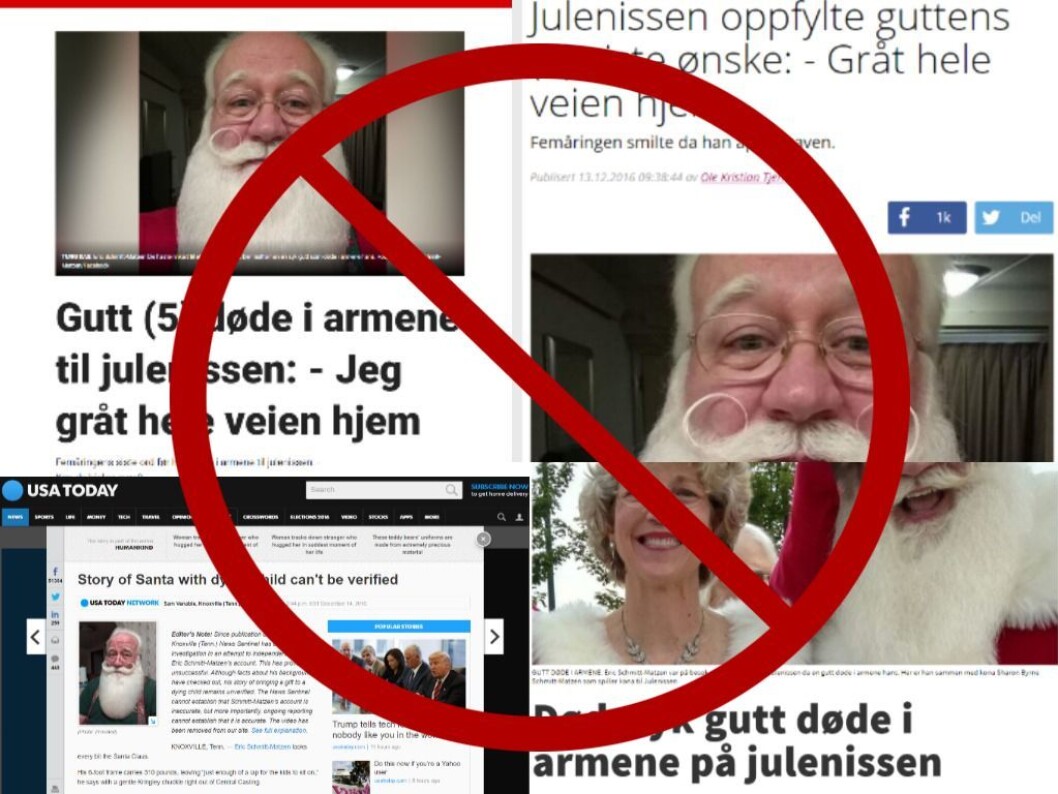 Saken om femåringen som døde på nissens fang har gått viralt. Nå viser det seg at saken er vanskelig å bevise (Kollasj) Saken om femåringen som døde på nissens fang har gått viralt. Nå viser det seg at saken er vanskelig å bevise (Kollasj)