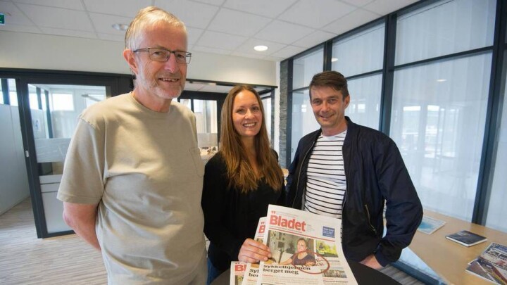 Tillitsvalgt i Stjørdalens Blad Ivar Værnesbranden, redaktør Linn K. Yttervik og tillitsvalgt i Malvik-Bladet Richard Bakken ser fram til å slå sammen de to avisene.