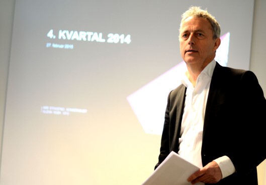 SMILTE IKKE LIKE BREDT: Konsernsjef Stokstad på resultatpresentasjon for 4. kvartal 2014. SMILTE IKKE LIKE BREDT: Konsernsjef Stokstad på resultatpresentasjon for 4. kvartal 2014.