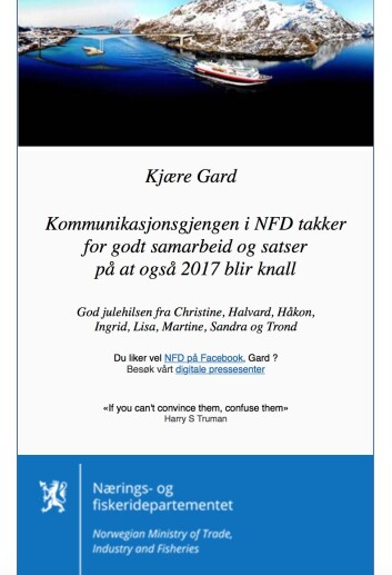 Slik så julekortet ut - trykk på bildet for stor versjon. Slik så julekortet ut - trykk på bildet for stor versjon.