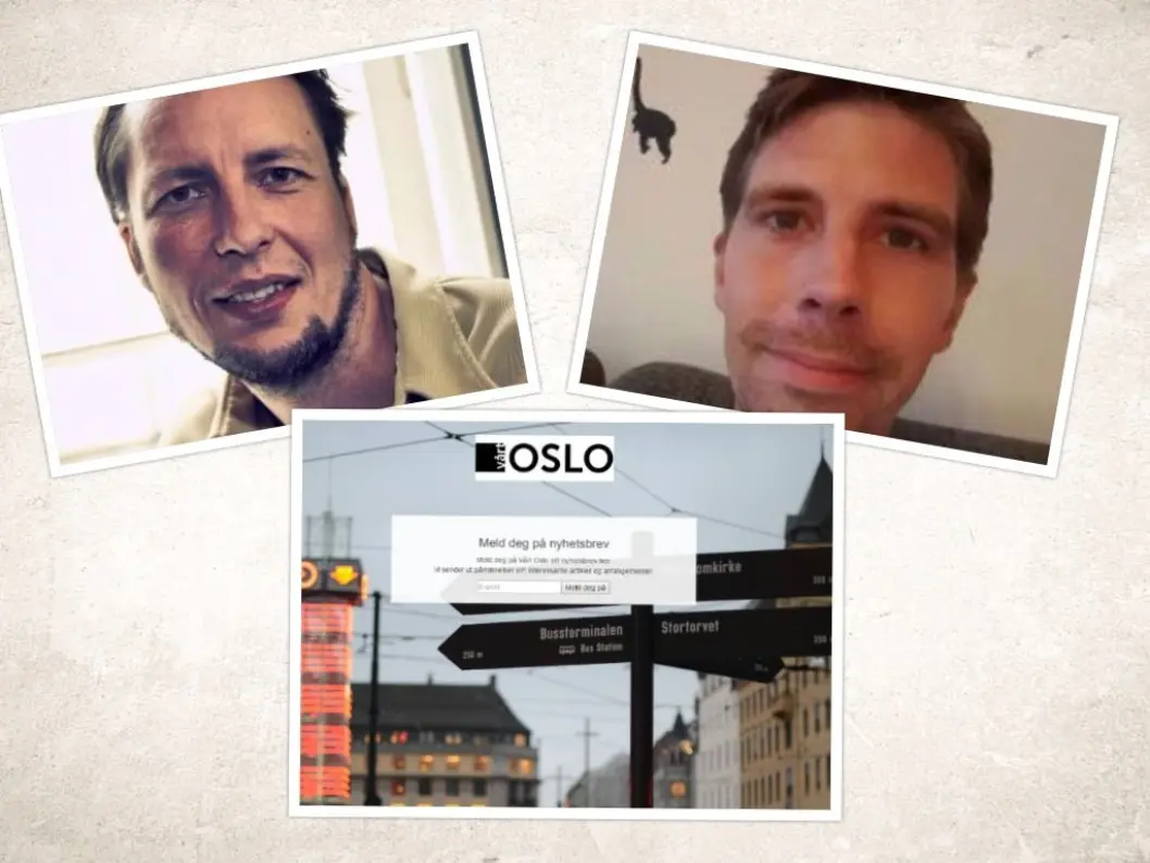 Vegard Velle og Terje Olsen i avisen Vårt Oslo som lanseres i midten av januar. (Foto: Privat) Kollasj Vegard Velle og Terje Olsen i avisen Vårt Oslo som lanseres i midten av januar. (Foto: Privat) Kollasj