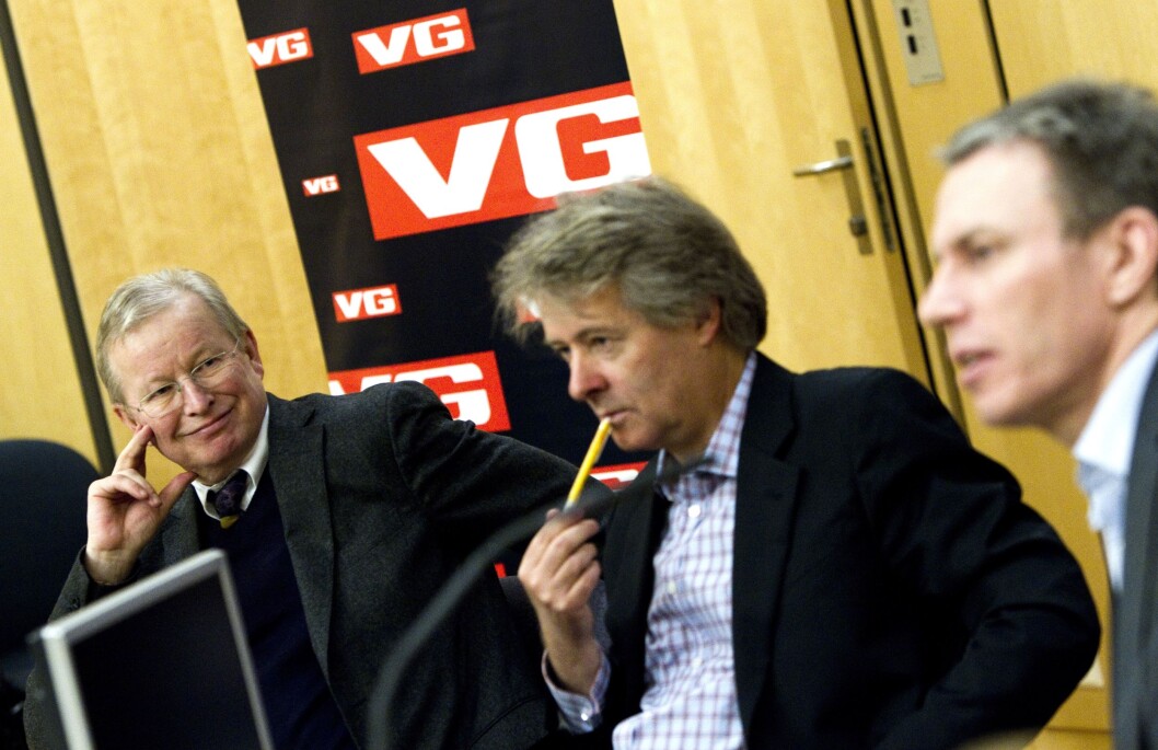 2011: Torry Pedersen overtar som ansvarlig redaktør og direktør i VG. Her flankert av avtroppende sjefredaktør Bernt Olufsen, og konsernsjef Rolv Erik Ryssdal. 2011: Torry Pedersen overtar som ansvarlig redaktør og direktør i VG. Her flankert av avtroppende sjefredaktør Bernt Olufsen, og konsernsjef Rolv Erik Ryssdal.