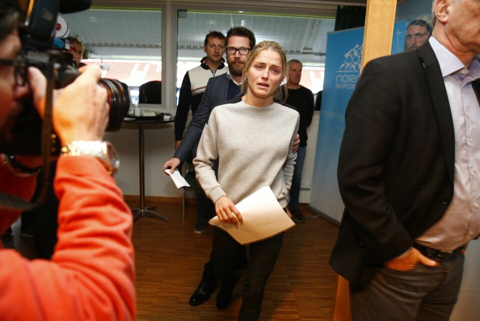 Langrennsløper Therese Johaug på pressekonferansen etter at det ble kjent at hun er tatt for doping.Foto: Håkon Mosvold Larsen / NTB scanpix