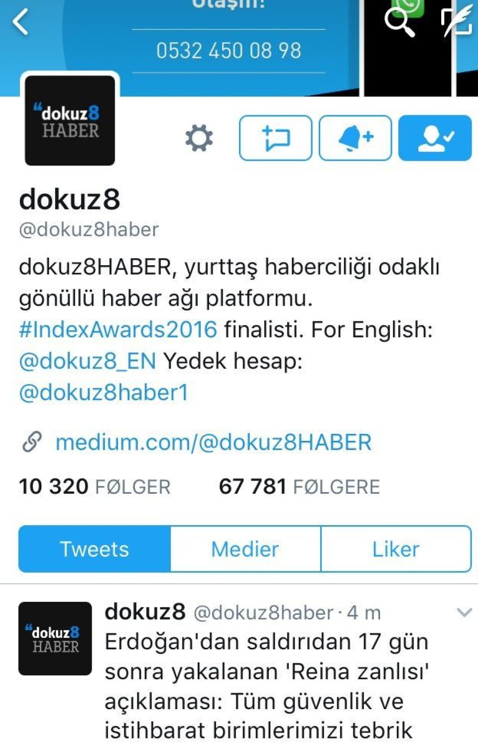 Nyhetsnettverkets Twitter-profil. Nyhetsnettverkets Twitter-profil.