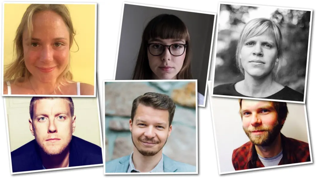 Øverst, fra venstre: Dana Wanounou, Evely Pecori, Åste Dokka. Under, fra venstre: Håvard Nyhus, Ivan Solhaug og Sondre Bjørdal. Øverst, fra venstre: Dana Wanounou, Evely Pecori, Åste Dokka. Under, fra venstre: Håvard Nyhus, Ivan Solhaug og Sondre Bjørdal.
