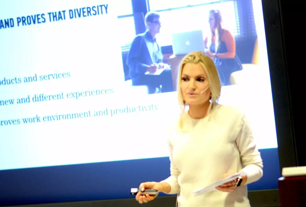 Isabelle Ringnes på en TENK-konferanse for kvinner i teknologi, våren 2015.