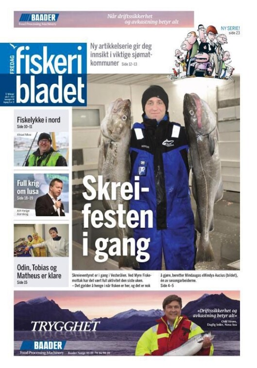 Førstesiden av fredagens Fiskeribladet. Førstesiden av fredagens Fiskeribladet.