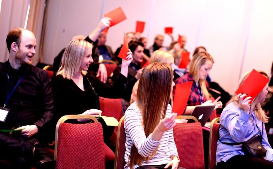 Presseetisk røde kort på Hellkonferansen for to år siden. Presseetisk røde kort på Hellkonferansen for to år siden.