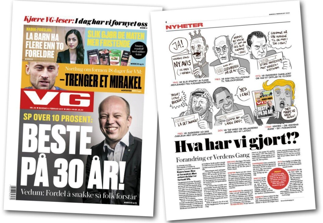 Dagens VG-forside - og en morsom presentasjon av hva som er nytt. Dagens VG-forside - og en morsom presentasjon av hva som er nytt.