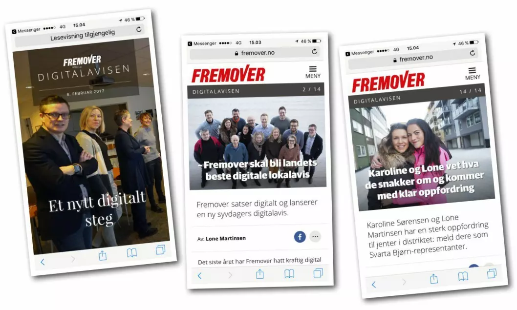 Fremover (og Amedias) nye digitale avis.
