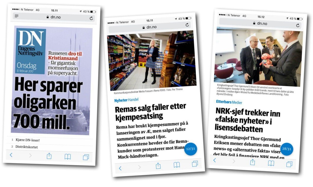 DNs nye redigerte nettutgave. DNs nye redigerte nettutgave.