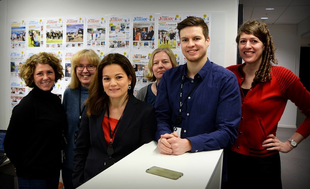 Aftenposten Juniors redaksjon fra venstre: Lill-Ann Ellegård, Kirsten Vik, Guri Leyell Skedsmo, Heidi Marie Skarnes, Fredrik Saltbones og Ingrid Åbergsjord.