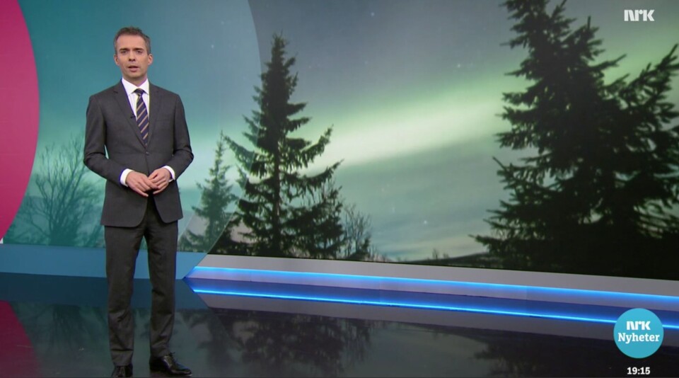 Fra introen til lørdagens Dagsrevy-reportasje om nordlys-turisme. Fra introen til lørdagens Dagsrevy-reportasje om nordlys-turisme.