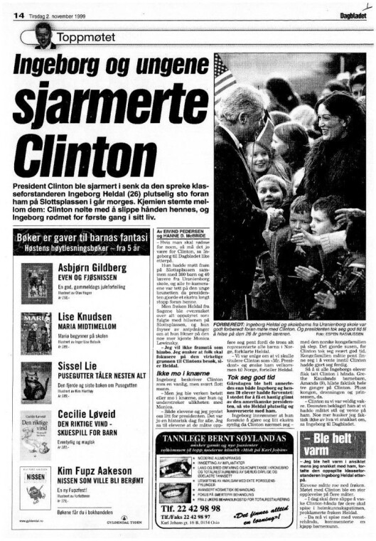 Dagbladets omtale av Clinton-møtet. Dagbladets omtale av Clinton-møtet.