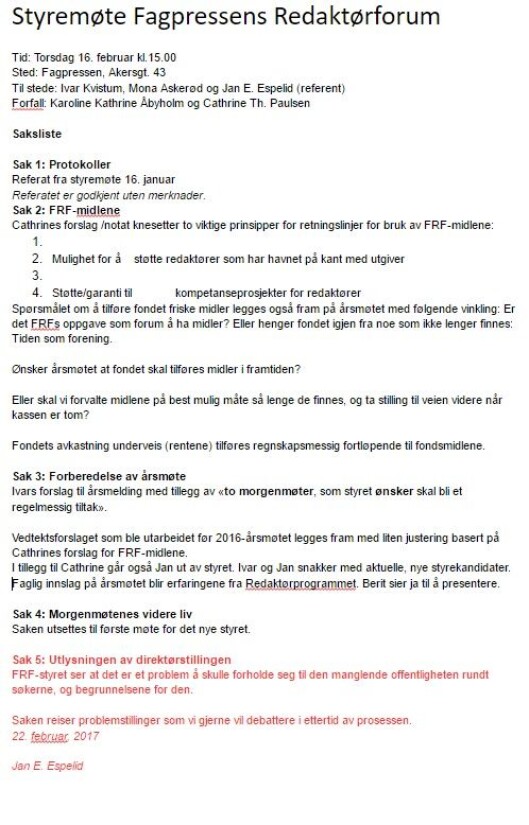 Protokoll fra Fagpressens redaktørforum sitt møte 16. februar. Protokoll fra Fagpressens redaktørforum sitt møte 16. februar.