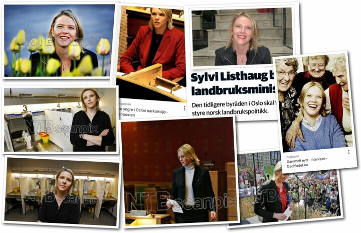 Et lite utvalg bilder av Sylvi Listhaug med kors rundt halsen fra årene 2000 til 2015.