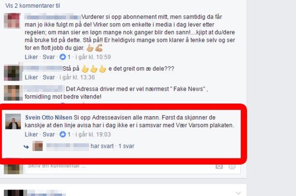 Skjermdump fra Facebook. Skjermdump fra Facebook.
