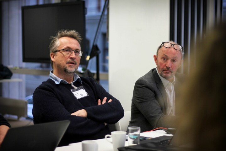 Sekretariatsleder Torbjørn Brenna og leder Thomas Spence i Norsk Journalistlag.