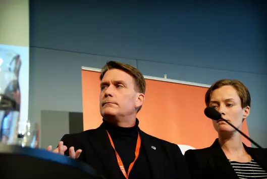 Kårstein Eidem Løvås fra Høyre og Anette Trettebergstuen i Arbeiderpartiet fra NJs landsmøte i Oslo