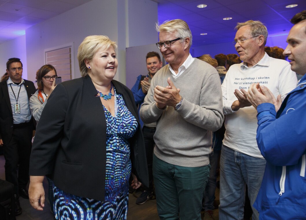 Statsminister Erna Solberg og nå statssekretær Fabian Stang. Dette bildet ble tatt ved en tidligere anledning. Statsminister Erna Solberg og nå statssekretær Fabian Stang. Dette bildet ble tatt ved en tidligere anledning.
