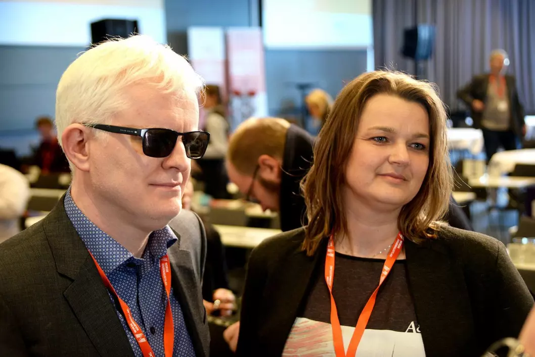 NJ-leder Hege Iren Frantzen, og nestleder Dag Idar Tryggestad. Bildet er fra landsmøtet våren 2017.