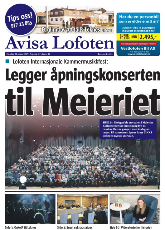 Denne ukas forside av Avisa Lofoten. Denne ukas forside av Avisa Lofoten.