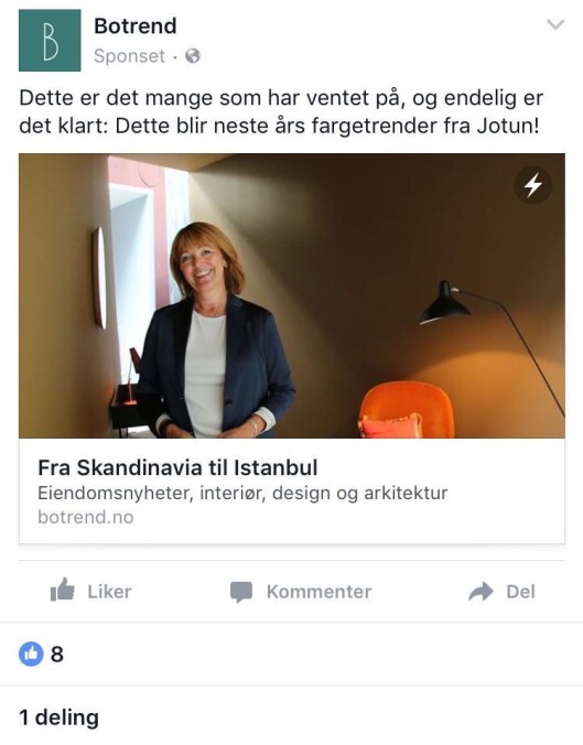 Sponsing av redaksjonelt innhold på Facebook. Sponsing av redaksjonelt innhold på Facebook.