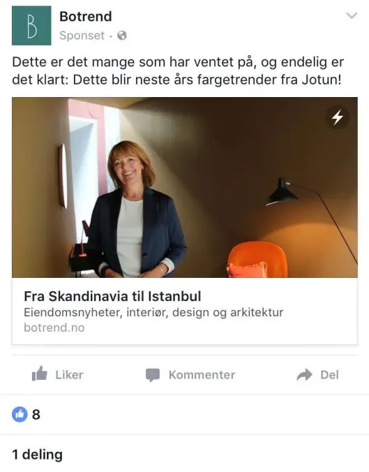 Sponsing av redaksjonelt innhold på Facebook. Sponsing av redaksjonelt innhold på Facebook.